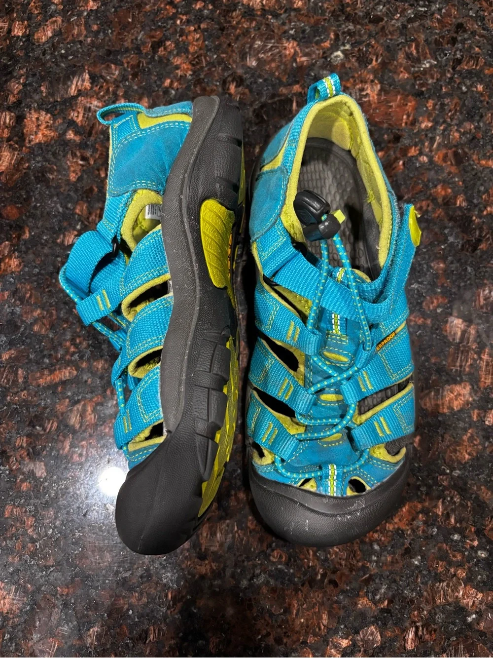 Keen Teal and Yellow Kids Closed-Toe Outdoor Sandals